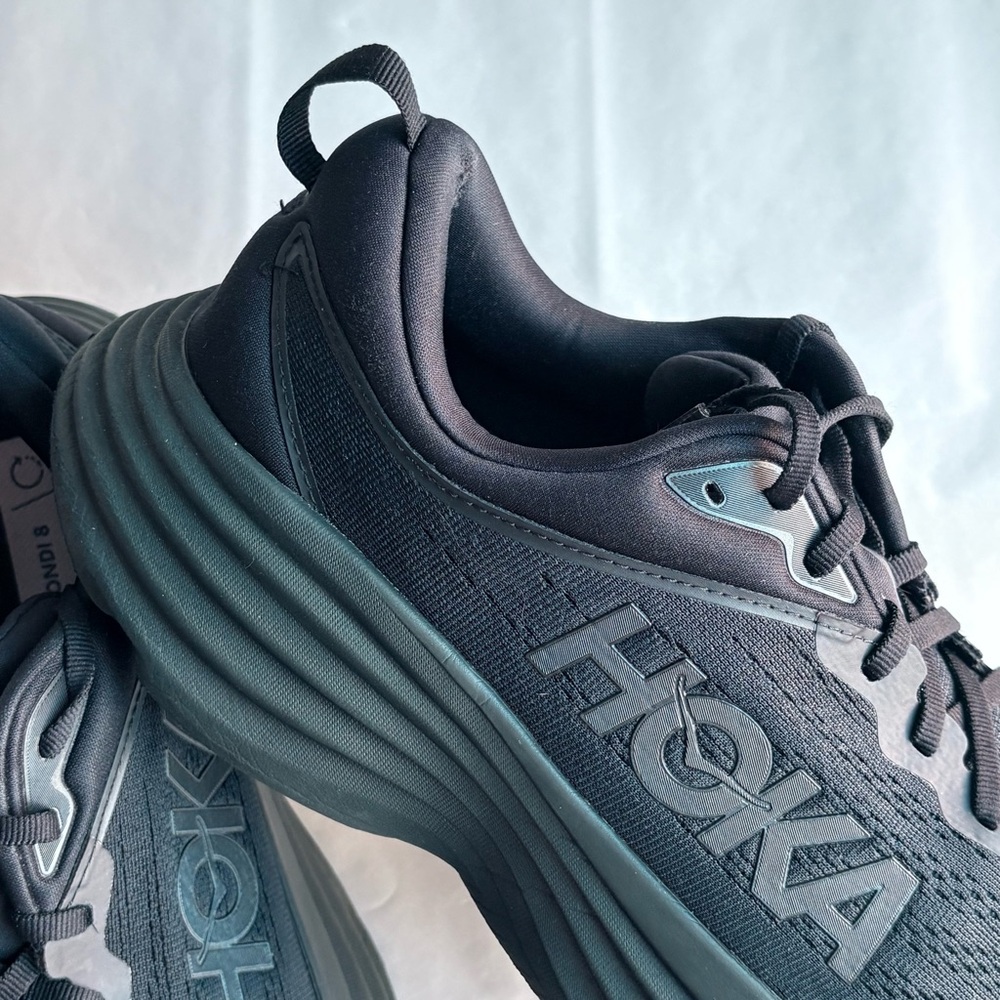 HOKA One One Bondi 8 Women’s 12 Triple Black Running Shoes Cushioned Trainer - Picture 8 of 12